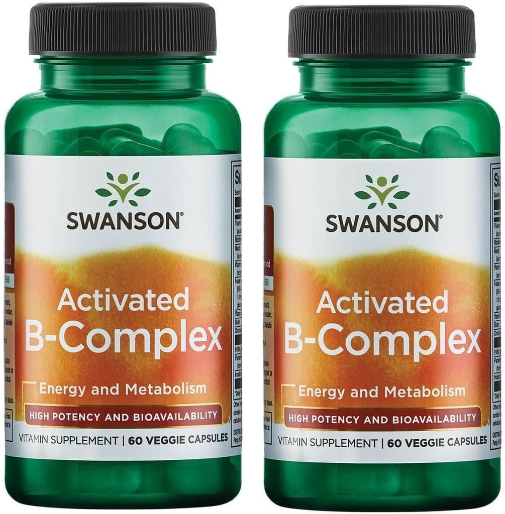 Swanson aktiveret B- Complex - Høj potens og biotilgængelighed (60 Veggie kapsler) (2 Pack)