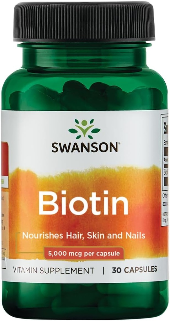 Swanson Biotin B7 vitamin 5000 mcg 30 kapsler