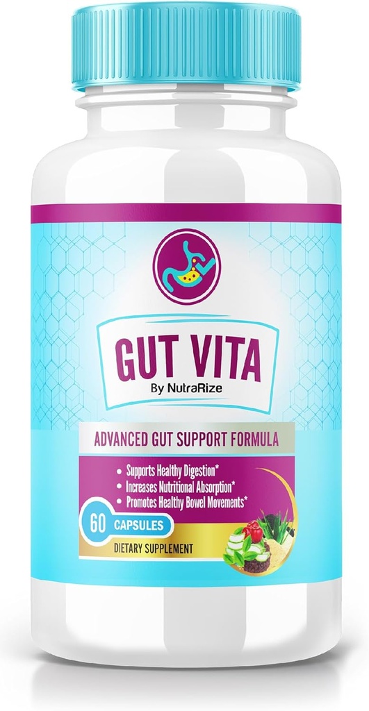 Gut Vita kapsler - Gut Vita supplement til avanceret fordøjelsesbesvær, All- Natural Formel til støtte Gut Health, GutVita Genoprettelse Optimal Gut Flora, Pastillas Anmeldelser (60 Kapsler)