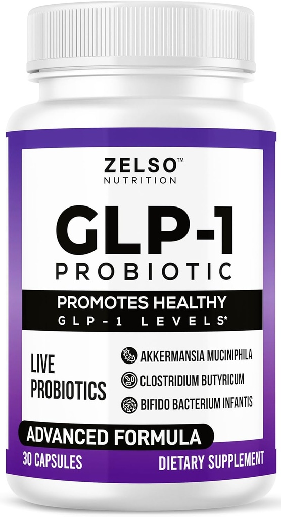 GLP-1 Probiotisk med Akkermansia Muciniphila - Curbs App & Promoes Feeling of Fullness - Gut Health Support med GLP 1 Live Probiotika, 500M CFU Multi- Strain Probiotic + Prebiotic GLP1 naturligt Plus
