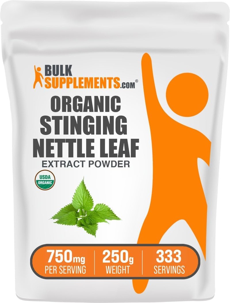 BulkSupplements.com Organic Stinging Nettle Extract Powder - Nettle Leaf Extract, Herbal Supplement - Vegan & Gluten Free, 750mg per Serving, 250g (8,8 oz) (Pack of 1)