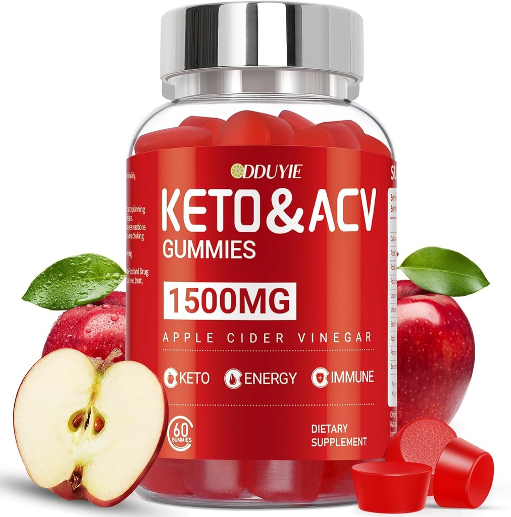 Brilhante Keto ACV Gummies - 1500mg Apple Cider Vineddike Gummies med Pomegranat Beetroot & Vitamin B12 B6 - for mænd og kvinder - GMO Free & Vegan - 60 Greve