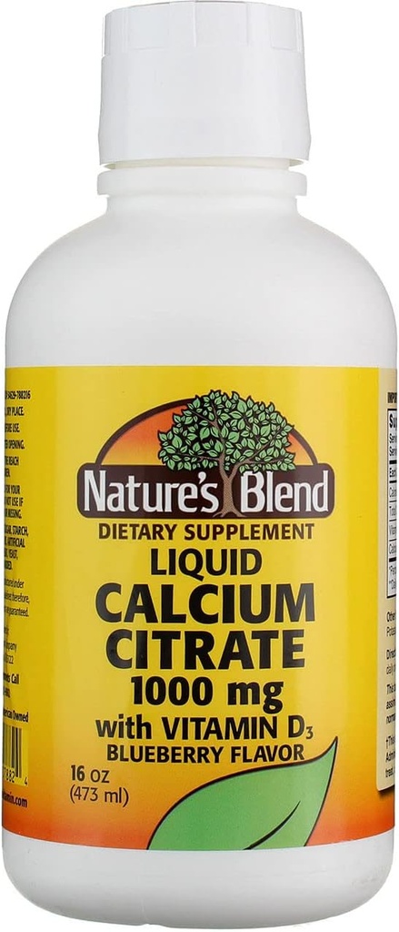 Nature 's Blend Calcium Citrat med D3 Blåbær Flavet Væske 16 oz Hver (pakke med 5)