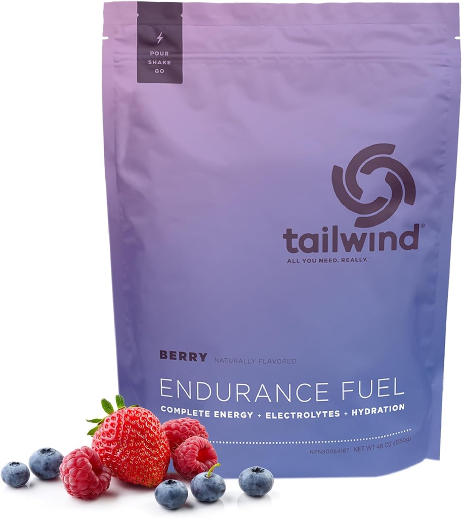 Tailwind Nutrition Endurance Brændstof, Kulhydrat & Electrolyte Sports Drink Mix Powder, Gluten- Free, Vegan, Berry, 50 Servere