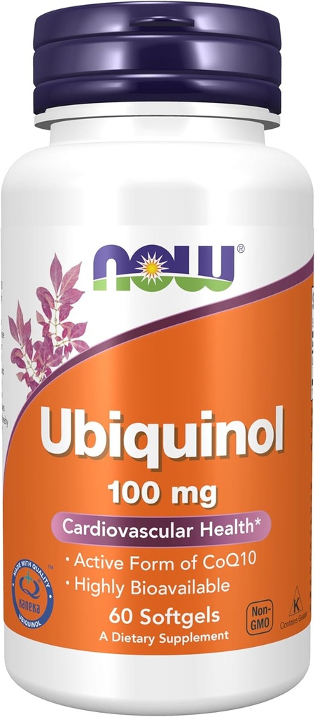 NOW Foods Supplements, Ubiquinol 100 mg, High Bioavailability (the Active Form of CoQ10), 60 Softgels