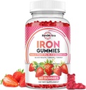 Iron Gummies - med Calcium, Zink, Folate & Vitamin B12, C, B6 for voksne & Børn - Blood Builder & Energy Support for Iron Deficiency, Anæmi, Vegan - 60 Gummies