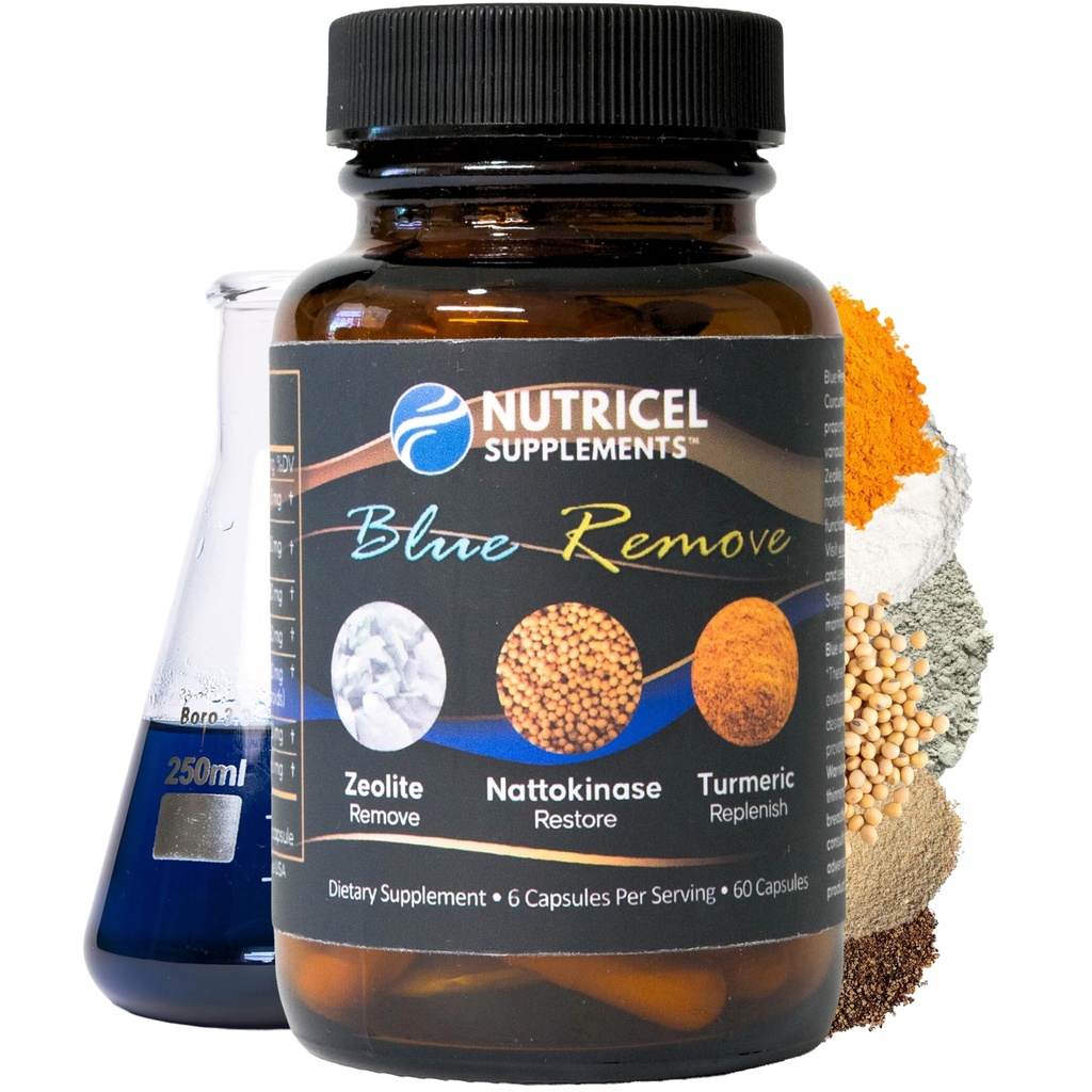 Nutricel methylen blå kapsler med mikroniseret zeolit, Nattokinase (ikke-GMO), gurkemeje, bromelain, og NAC - Trusted Made in America Brand - 18mg (USP Reference Compliant) Tredjeparts testet (60ct)