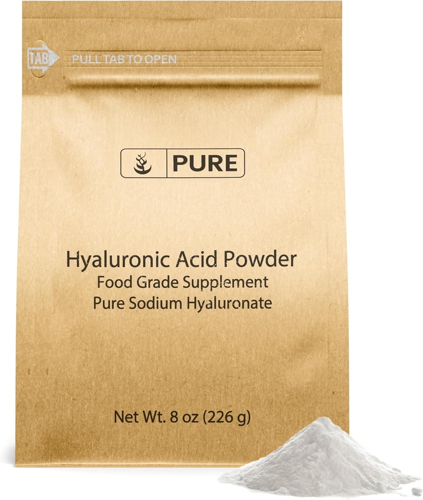 PURE ORIGINALSINGENTER Hyaluronsyre (8 oz) Opløseligt vand, fint pulver