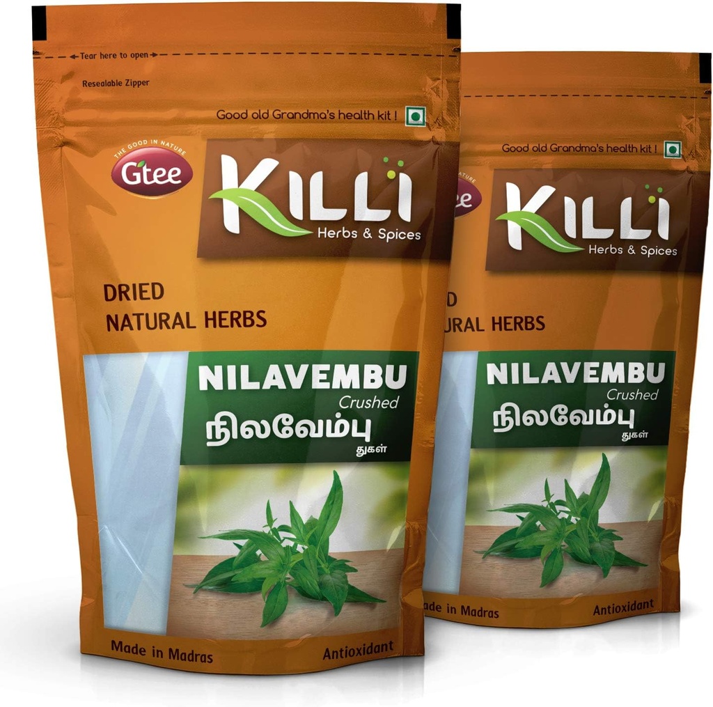 KILLI Nilavembu m. v. 124; Chirata m. v.; Kirayata m. v. 124; Andrographis paniculata m. v. 124; Kalmegh Crushed, 100g (pakning med 2)