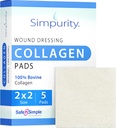 Collagen Dressing Pads - 2 "x 2" 5 Greve Collagen Pads for Sår - Ikke-adherent Collagen Dressing for Sårpleje - Sikker n 'Simple Sårpleje Supplies