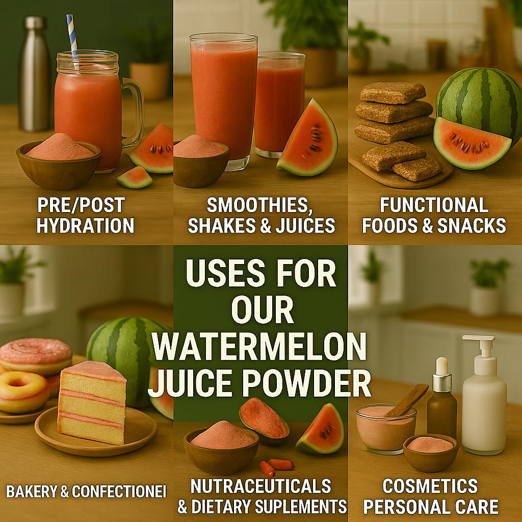 Indus Farms Superfood Alle naturlige Watermelon Juice Powder - Instant Drink Mix & Hydration Opskrifter - Naturlige Elektrolyter, Plantbaserede Superfood - Vegan, Non- GMO, Gluten- Free -Smoothies, Skincare 2 LB