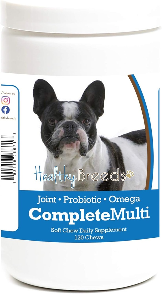 Sunde racer Franske Bulldog Alt i én Multivitamin Soft Chew 120 Greve
