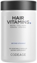 Kodeage hår vitaminer 10000 mcg biotin, Keratin, Collagen, vitamin A, B12, C, D3, E, zink, gurkemeje, probiotika, enzymer, Inositol - hårpleje support - sunde hår supplement piller - 120 kapsler
