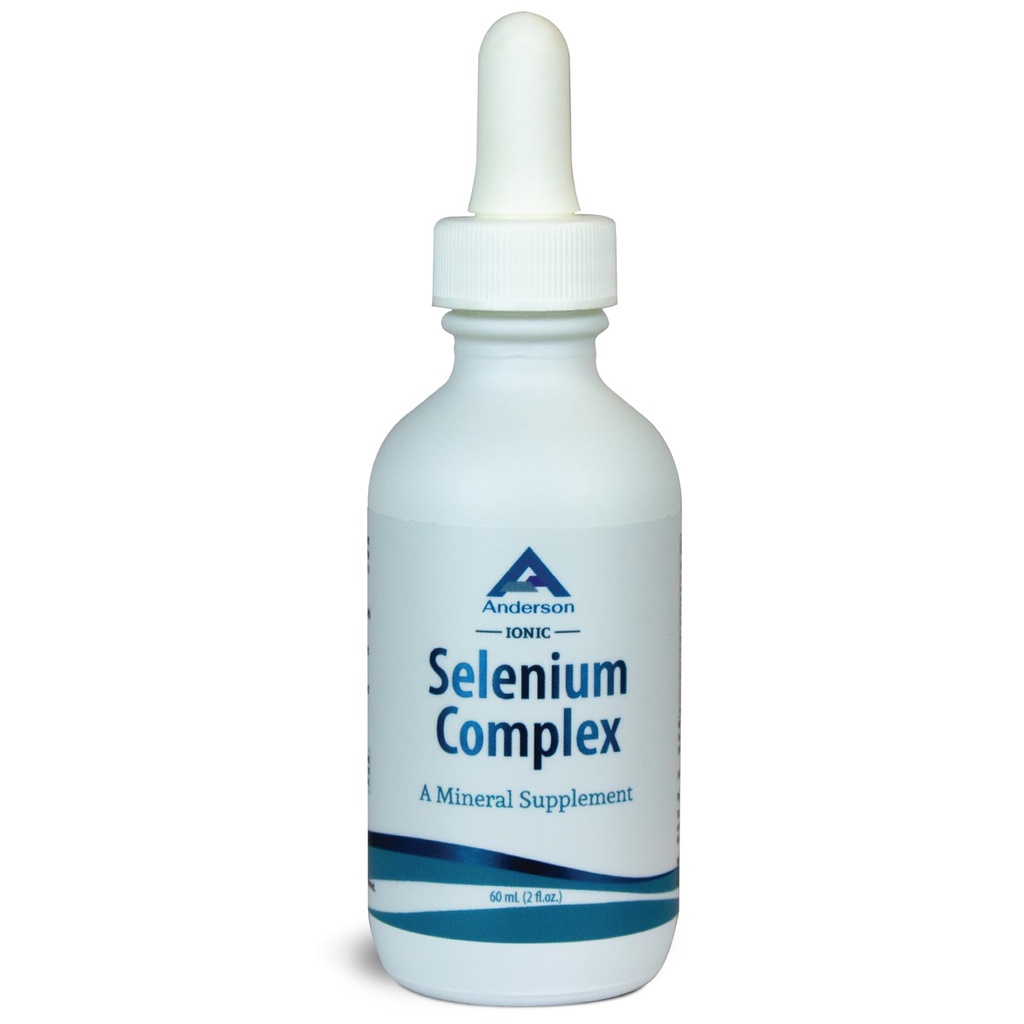 Anderson Ionic Selenium Complex, Flydende Selenium Supplement Drops, Understøtter Thyroid og immunsystem, Antioxidant, Fights Free Radikals, Mineral Glass Flaske med Dropper, 40 Servere, 2 fl oz