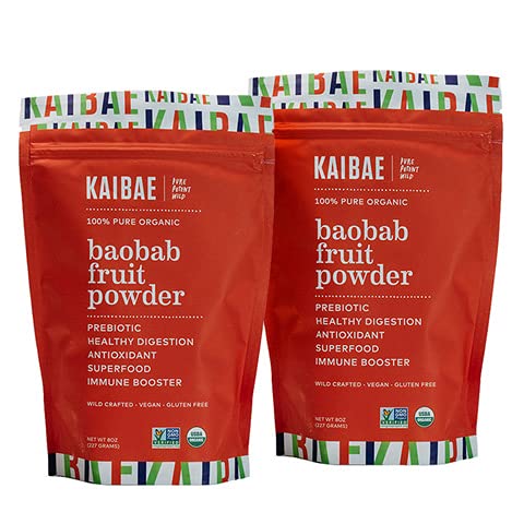 Premium Organic Baobab Powder I Prebiotic Gut Health, Intermittently Fasting, Immunitet, Hydration szág 124; C-vitamin, polyphenoler, mineralsk opløsning 124; Fiber Supplement- 124; 16 oz.