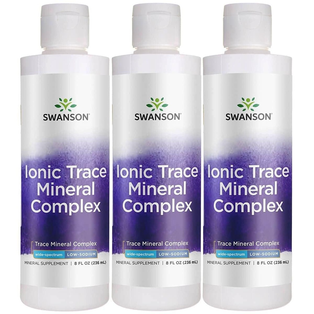 Swanson Concentrace Trace Mineral Drops 8oz- Complete Mineral Complex for Energy, Hydration, & Electrolyte Balance Over 72 High Absorption Ionic Minerals såsom Magnesium, kalium, calcium (3 Pack)