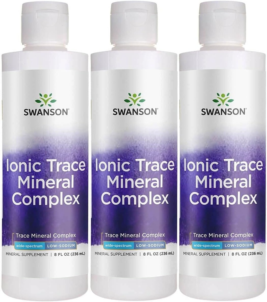Swanson Concentrace Trace Mineral Drops 8oz-Complete Mineral Complex for Energy, Hydration, & Electrolyte Balance Over 72 High Absorption Ionic Minerals Such As Magnesium, Potassium, Calcium (3 Pack)