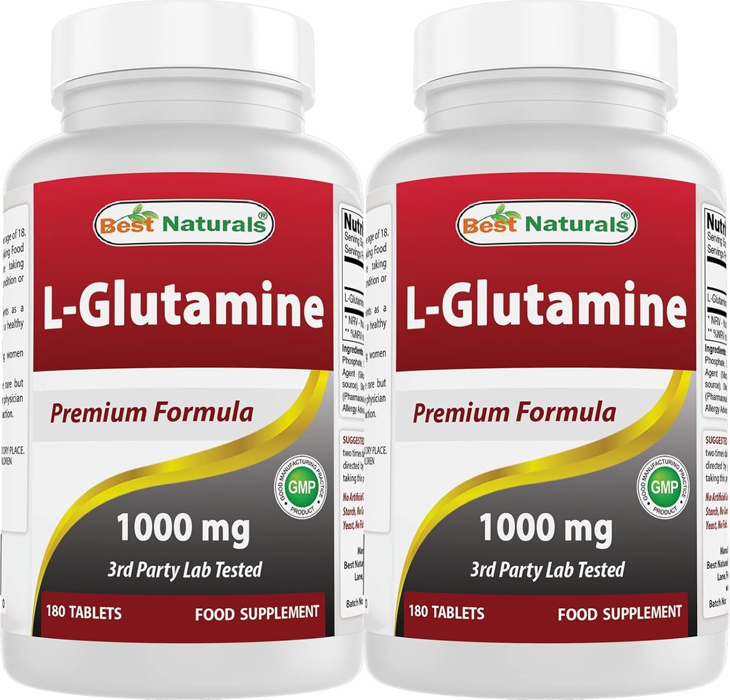 Bedste Naturals L- Glutamin 1000 mg 180 tabletter (180 greve (pakke med 2))