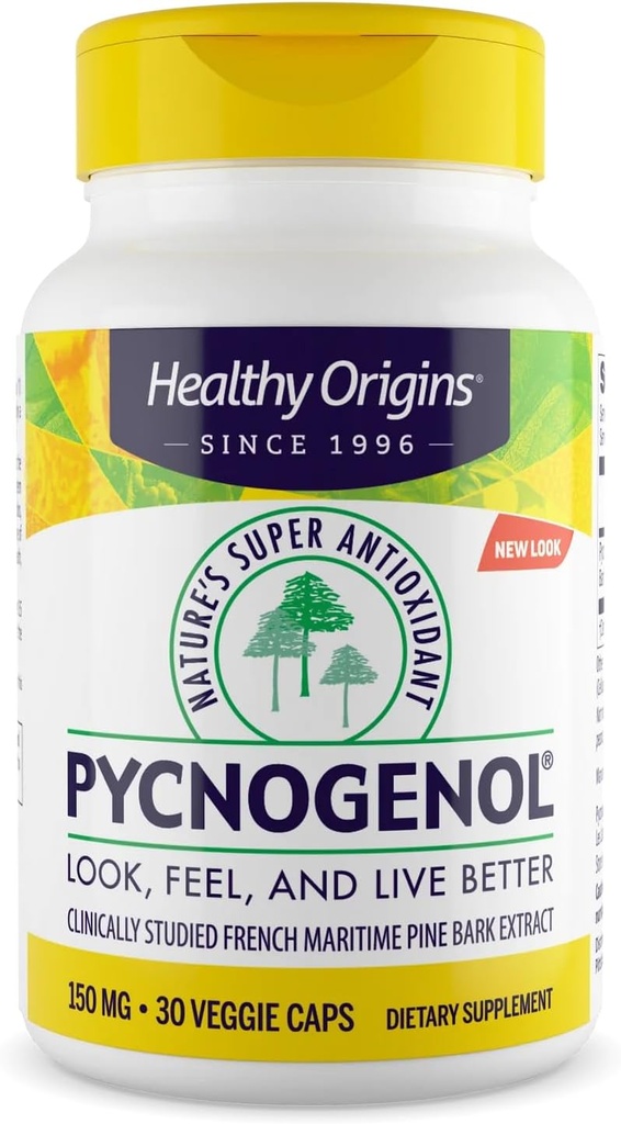 Sunde origin Pycnogenol 150 mg, French Maritime Pine Bark Extract, Natures Super Antioxidant, Antioxidant, Non- GMO, Vegan, 30 Veggie Kapsler
