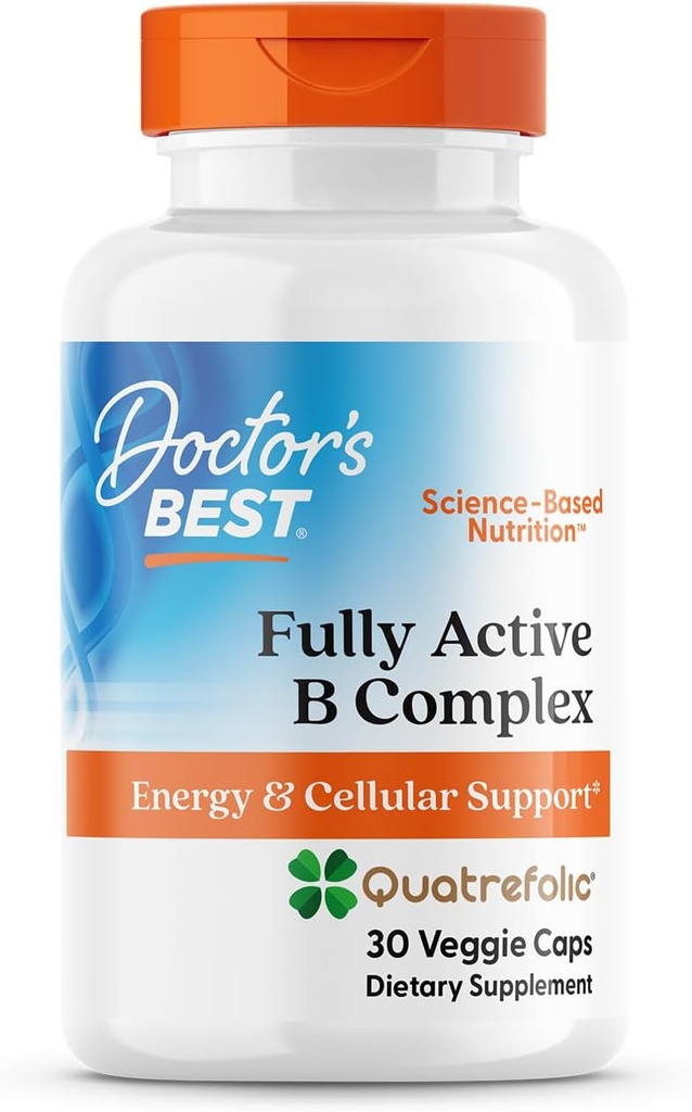 Læger Bedste Fuldt Aktiv B Kompleks, Energi & Cellular Support, Non- GMO, Gluten Free, Soy Free, Vegan 30 Veggie Caps