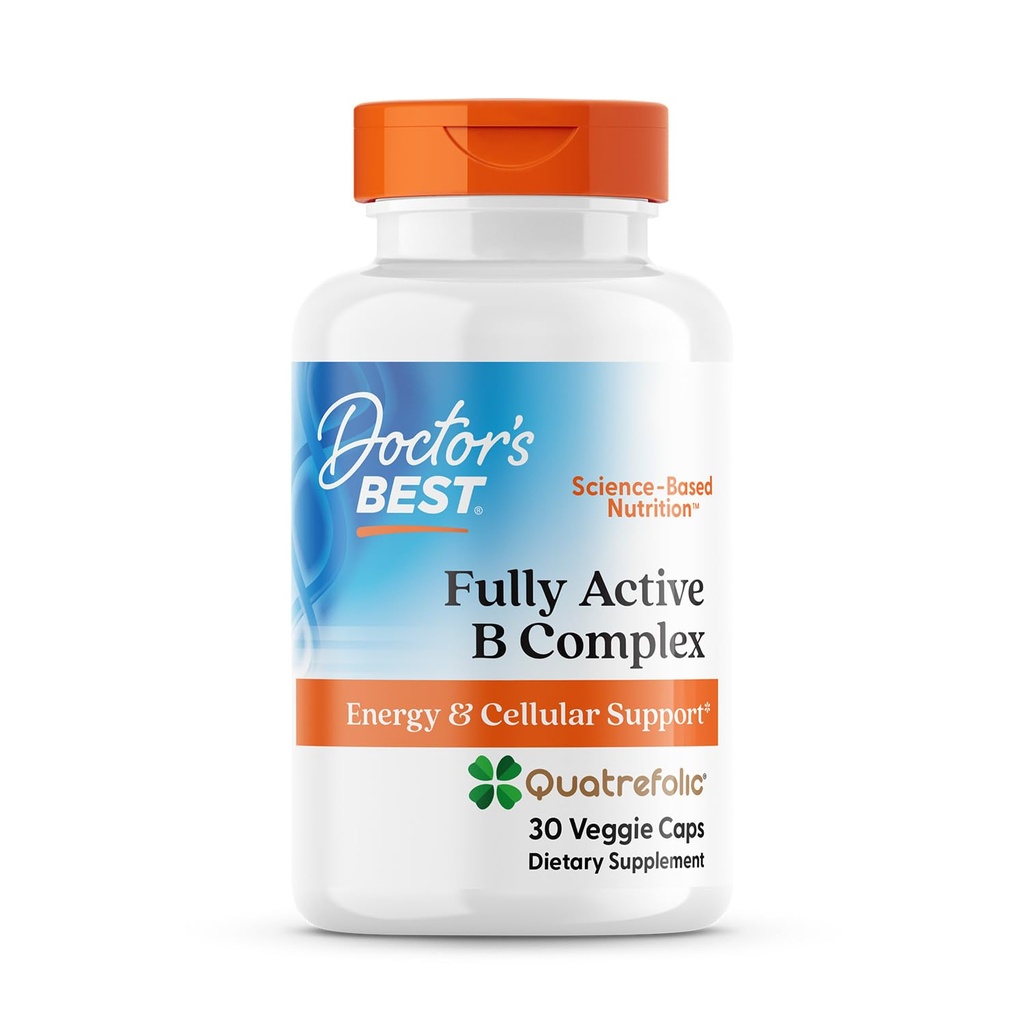 Læger Bedste Fuldt Aktiv B Kompleks, Energi & Cellular Support, Non- GMO, Gluten Free, Soy Free, Vegan 30 Veggie Caps