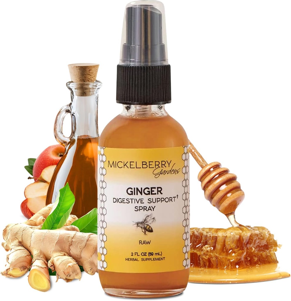 Mickelberry Gardens immunforsvar Ginger Honning Spray - Organic Ginger Shots & Syrup til Immunitet Boost, fordøjelsessygdomme, og Wellness - 2 Oz