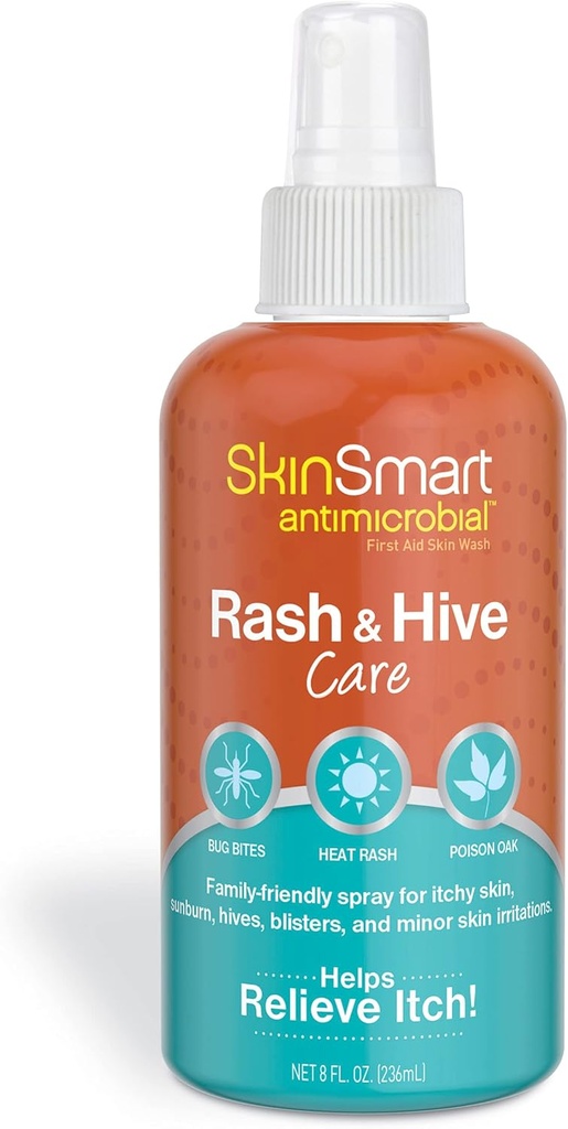 SkinSmart Antimikrobielt udslæt og Hive Care, Førstehjælp hudvask, 8 oz Spray flaske