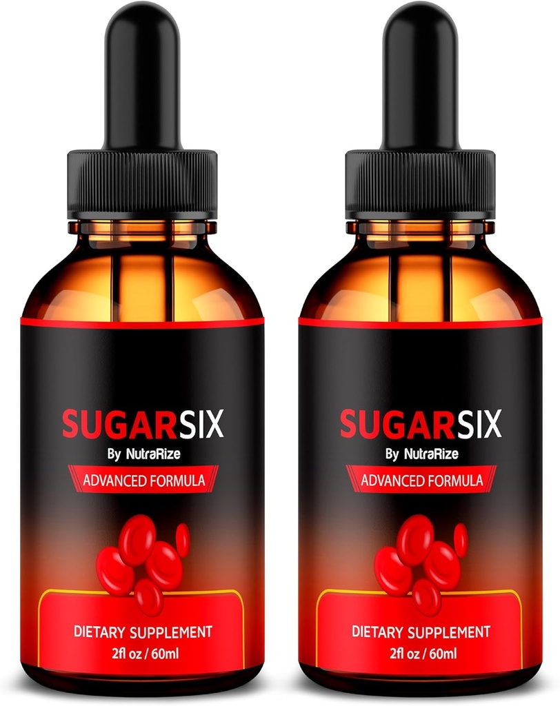 NutraRize (2 Pack) SugarSix Drops, Official Sugar Six Liquid Formel, Al naturlig støtte til stable og sunde niveauer, Premium Dropper til at opretholde god cirkulation, Sukker Six anmeldelse (60 Tjenester)
