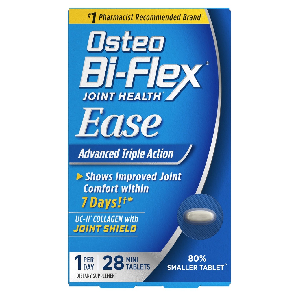Osteo Bi- Flex Ease Advanced Triple Action med D-vitamin fælles kosttilskud, Mini- Tablets, 28 Greve