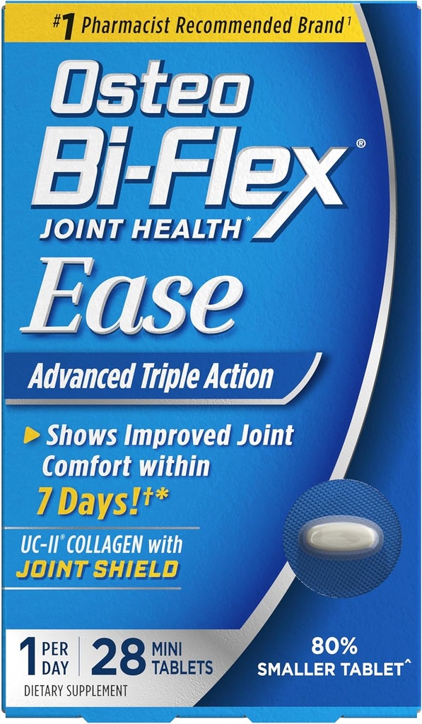 Osteo Bi- Flex Ease Advanced Triple Action med D-vitamin fælles kosttilskud, Mini- Tablets, 28 Greve