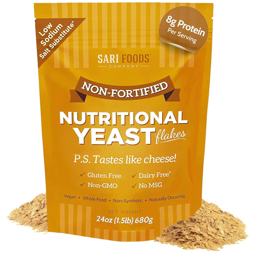 Ikke-fæstede næringsmæssige Gær flager, hele fødevarer baseret protein pulver, Vegan, gluten fri, vitaminer B, beta- glucaner, og alle 18 Aminosyrer (24 oz.)