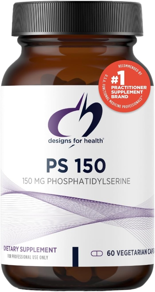 Design for sundhed PS 150 Phosphatidylserine kapsler - 150mg Soy- Free Sunflower Lecithin-Sourced PhosphatidylSerine Supplement - kan hjælpe med at understøtte hjernesundhed (60 Kapsler)