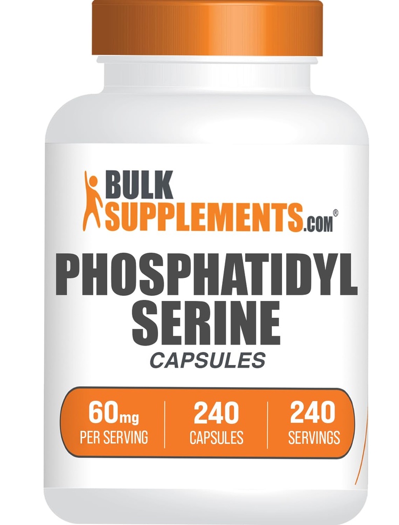 BulkSupplements.com Phosphatidylserine Capsules - Phosphatidylserine Supplement, Sourced from Soy, for Memory and Focus - Gluten Free, 1 Capsule per Serving, 240 Capsules (pakke med 1)