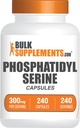 BulkSupplements.com Phosphatidylserine Capsules - Phosphatidylserine Supplement, Sourced from Soy, for Memory and Focus - Gluten Free, 1 Capsule per Serving, 240 Capsules (pakke med 1)
