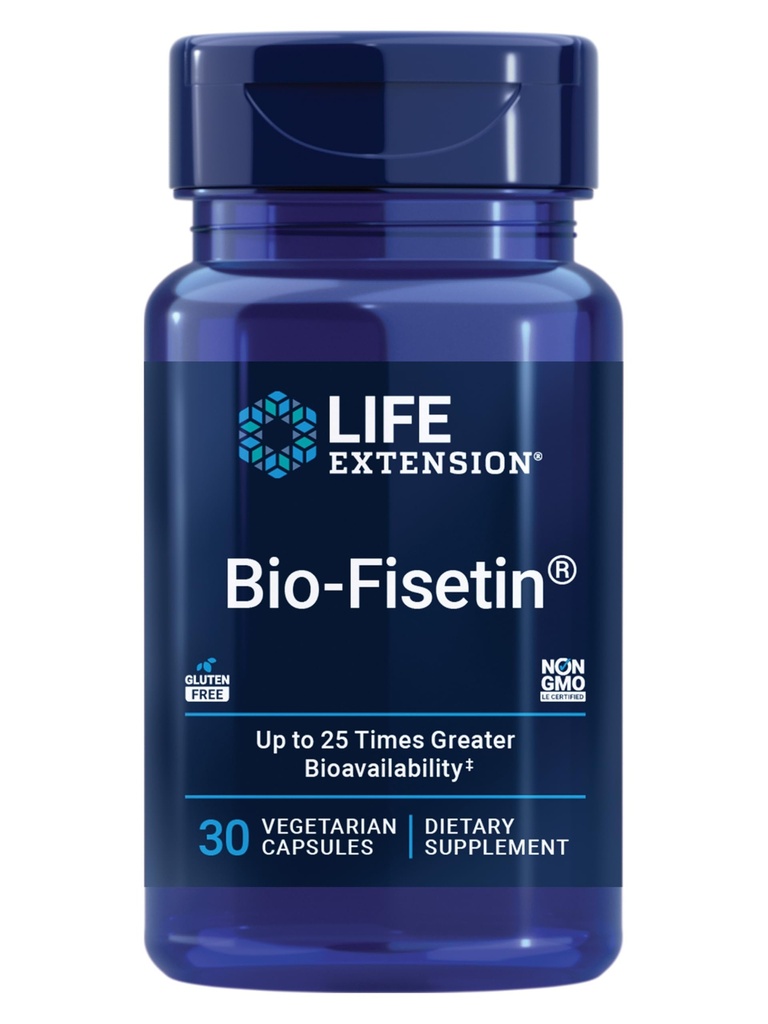 Life Extension Bio- Fisetin, Fisetin, galactomannans fra Fenugreek Seed, Cellular Health, Cognitive Health, Longevity, Gluten- Free, Vegetarian, Non- GMO, 30 Vegetarkapsler