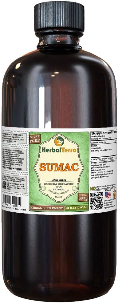 Suma (Pfaffia paniculata) Glycerite, Dried Roots Alcohol-Free Liquid Extract (Brand Name: HerbalTerra, Proudly Made in USA) 32 fl.oz (0.95 l)