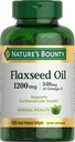 Nature 's Bounty Flaxseed and Omega 3, Kosttilskud, Understøtter Kardiovaskulær Sundhed, 1200mg, Softgels, 125 ct