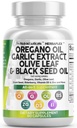 Ren Nutra Oregano Oil med sort frø Olivenhvidløg Olivenløv Uddrag - Olie af Oregano Kapsler Immunstøtte Carvacrol & Thymoquinon supplement til kvinder og mænd + Elderberry Vitamin D3 & Zink