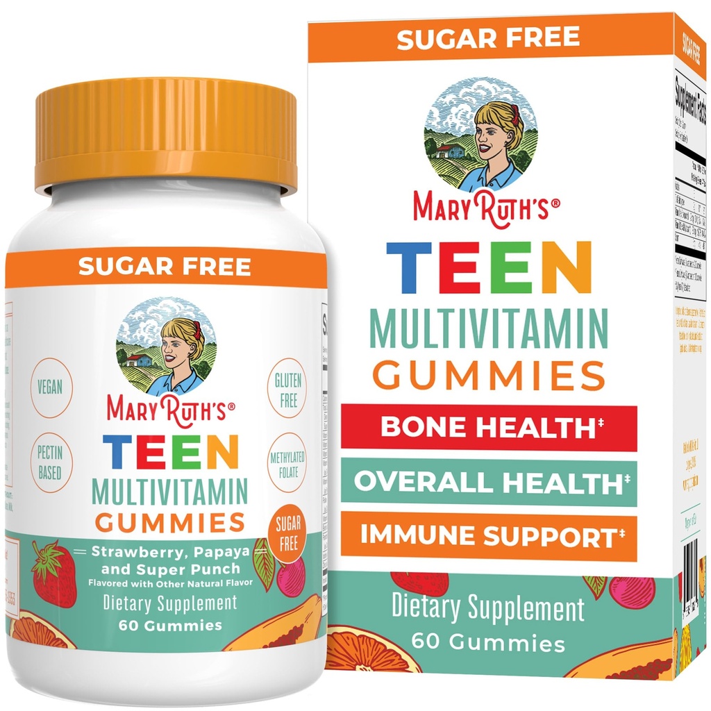MaryRuth Organics Multivitamin for Teens MEP 124; Teen Multivitamin Multimineral Gummies med vitamin B, C, D og E, Biotin, Zink124; Teen Vitamin MEP 124; Vegan MEP 124; Sugar Free MEP 124; Gluten Free MEP 124; 60 Tælling