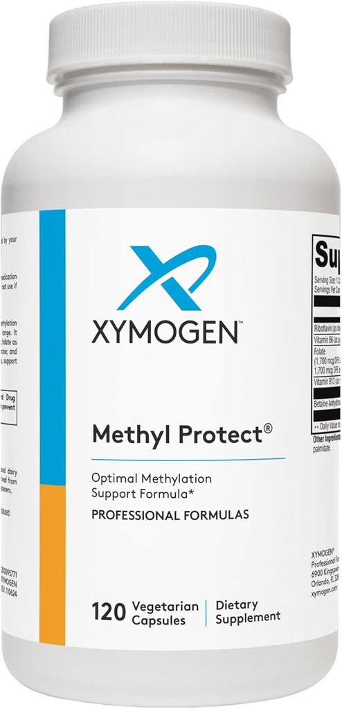 XYMOGEN methylbeskyttelse - Optimal methylering Formel med methylfolat, vitamin B12 (Methylcobalamin b12), Riboflavin + B6 Vitamin - Kognitiv, homocystein + Heart Health Kosttilskud (120 kapsler)