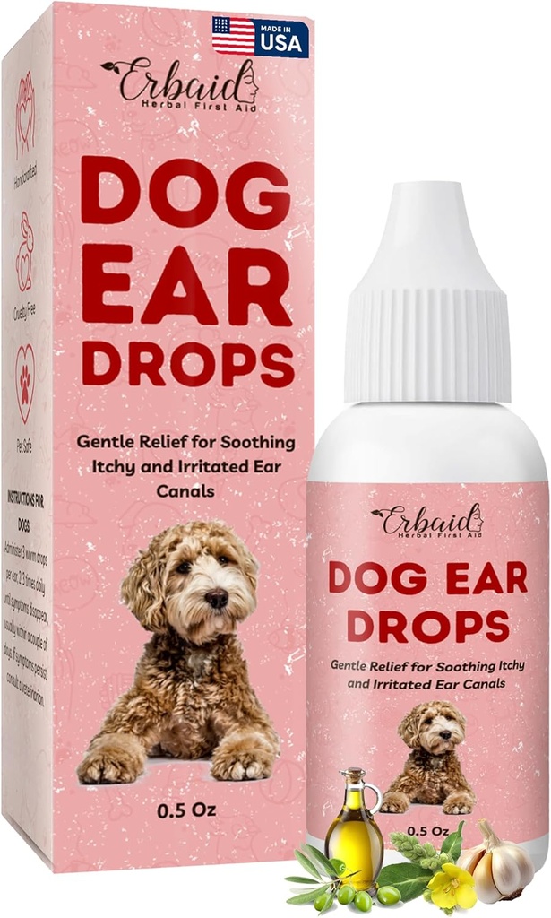 Hund Ear Cleaner - Alle naturlige øre dråber til hunde Øre infektion - Eliminerer Gær Odor, Loosens Wax, forebygger infektioner, Relieves Kløe - Sikker, blid, Effektiv Itchy Ear Relief, Lavet i USA