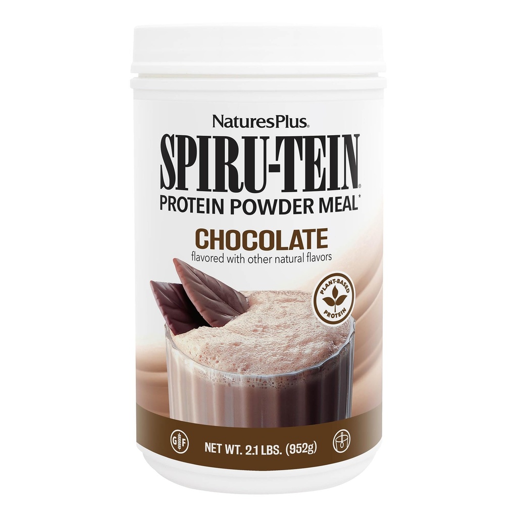 NaturePlus SPIRU- TEIN Ryst - Chokolade - 2,1 lbs, Spirulina Protein Powder - Plant Based Meal Erstatning, Vitaminer og mineraler til energi - Vegetarisk, Gluten- Gratis - 34 Servering