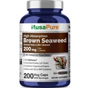 NusaPure Brown Seaweed 30: 1 Extract, 200 mg svarende til 6000 mg 200 Veggie Capsules - (Vegan, Non- GMO Bioperine)