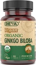 DEVA Vegan Ginkgo Biloba Kosttilskud, USDA Organic, Vegan Society Certified, Easy- to- Swallow Tiny Tablets, 300 mg., 90- Count Flaske