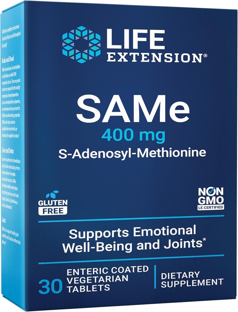 Life Extension Samme, Mood, Joint & Liver Support, Glutenfri, Non- GMO, Vegetar, 30 tabletter