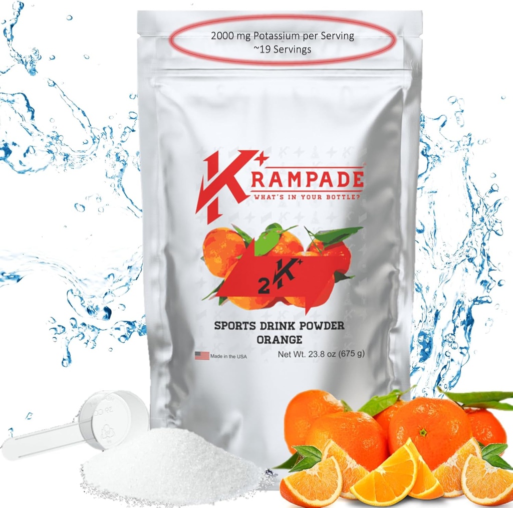 Krampade Electrolytes Powder Kalium Supplement - 2000 mg K +, > 2X mere end kokos vand