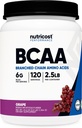 Nutricost BCAA Powder (Grape, 120 Servere) - Gluten Free, Non- GMO, Vegetar, Optimal 2: 1: 1 Ratio