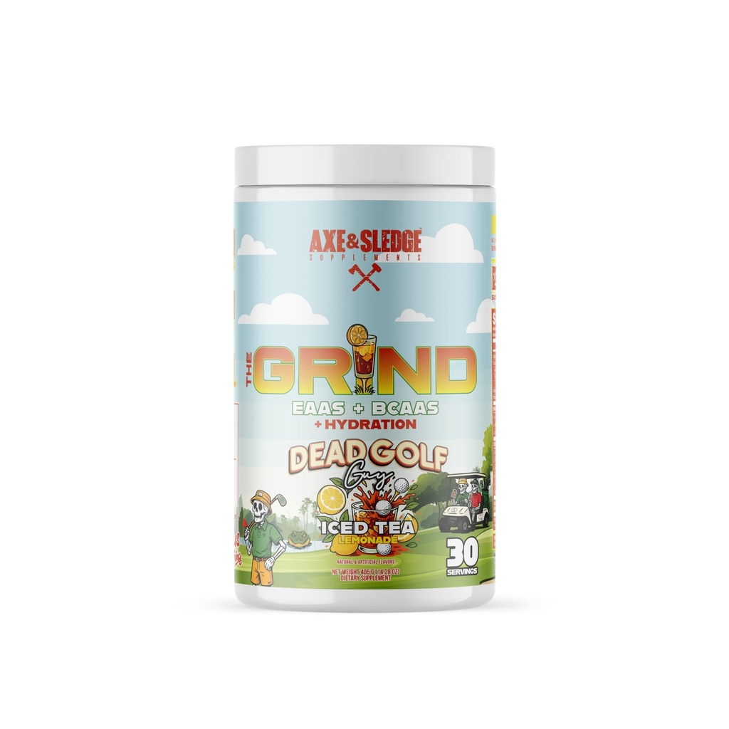 Axe & Sledge The Grind Essential Amino Acids against 124; EAA & BCAA Powder against 124; Muscle Recovery & Elektrolytes for Hydration against 124; Stimulant- Free, Vegan Shaints 124; 30 Serveringer, Dead Golf Guy