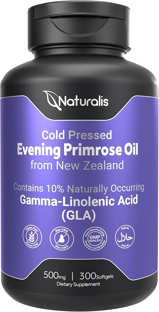 Naturalis Evening Primrose Oil (Cold Pressed) Yep 124; 100% Natural from New Zealand Yep 124; Non- GMO, Soy & Gluten Free, Zero Filler Yep 124; 300 Mini- Softels