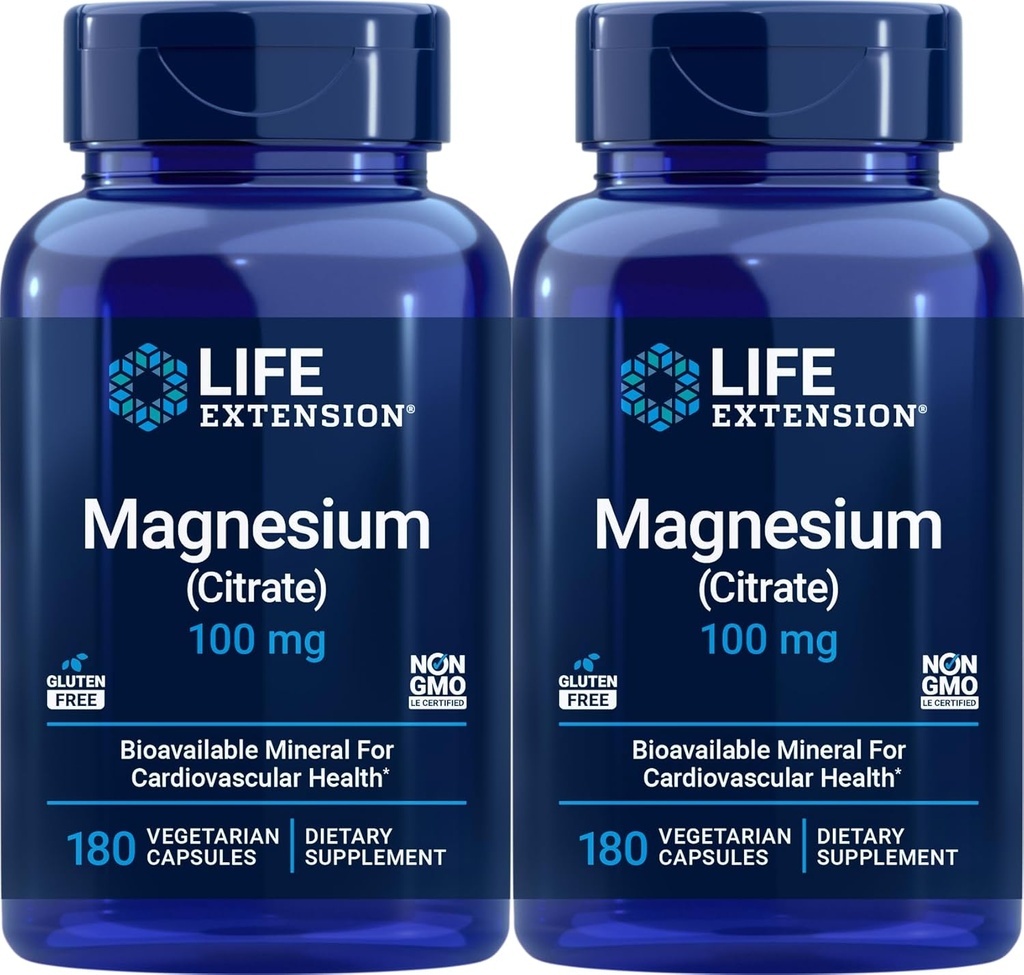 Life Extension Magnesium (Citrate) 100mg, 180 Veg Caps (pakke med 2) - Mag supplement